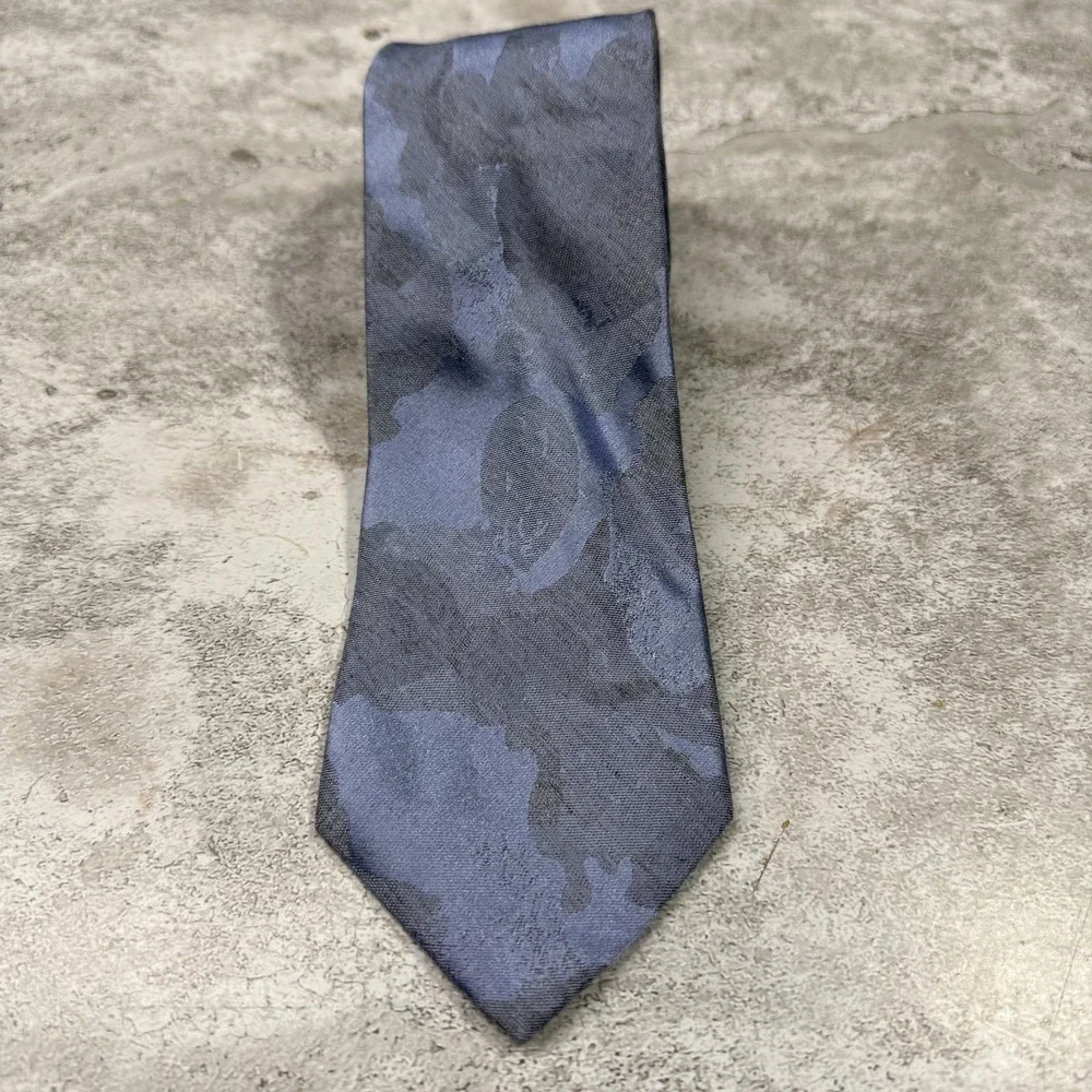 Kenneth Cole Reaction Tie Mens One Size Blue Woven Camouflage Silk Blend Necktie